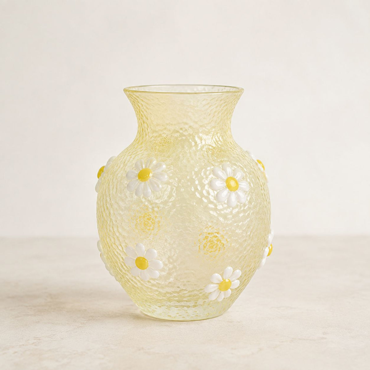 Pale Yellow Daisy Glass Vase