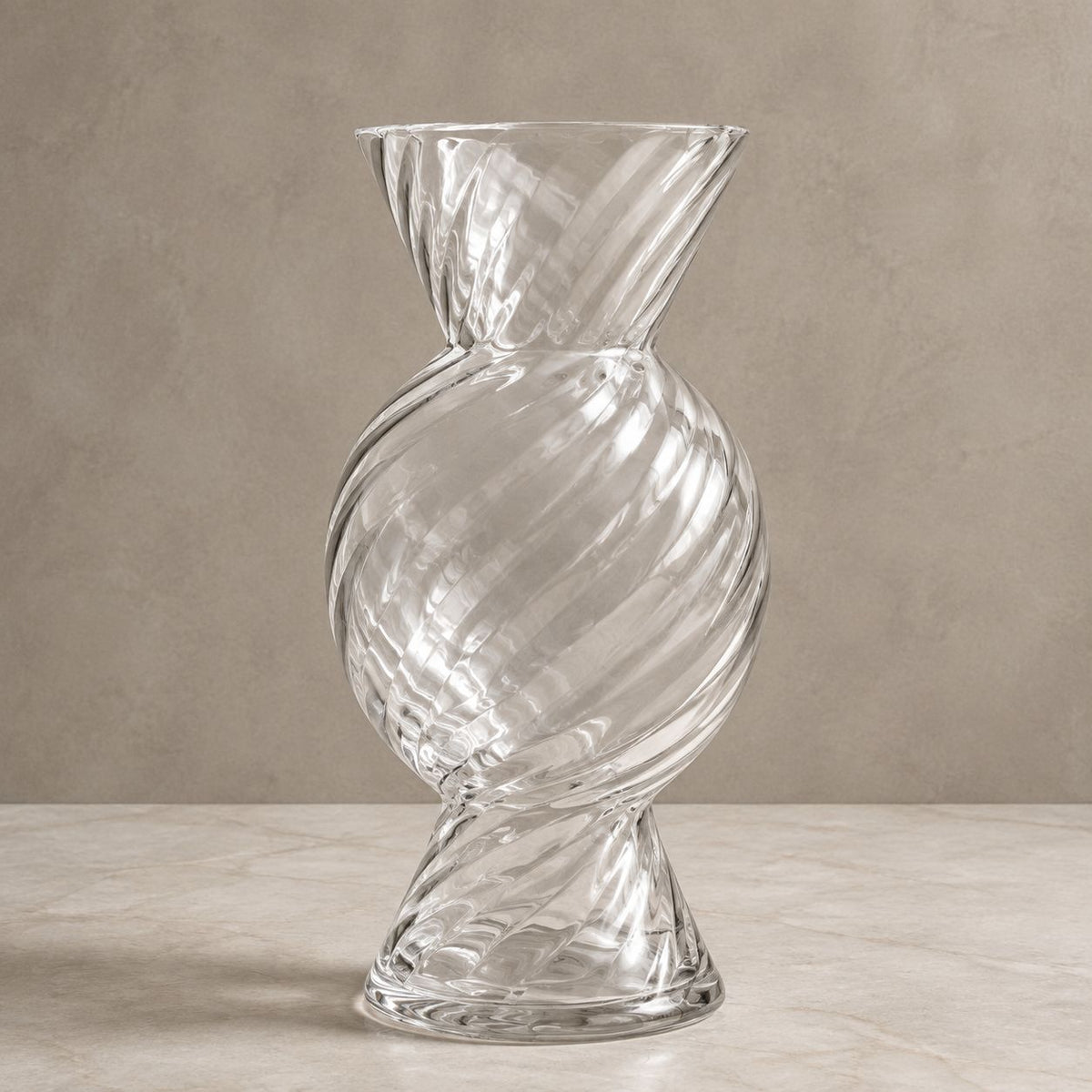 Candy Twist Clear Glass Vase